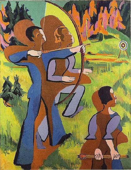 Ernst Ludwig Kirchner Archers - Oil on Carvan - 195 - 150 cm - Kirchner Museum Davos